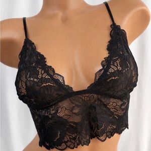 Free People Everyday Black Lace Longline Bralette 2pck